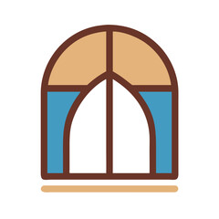 Poster - Stylized arch window icon on White Background simple design