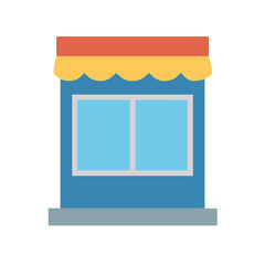 Poster - Flat design store facade with awning on White Background