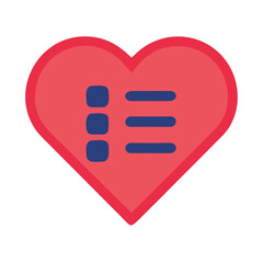 Aufkleber - Heart icon with list symbol on White Background