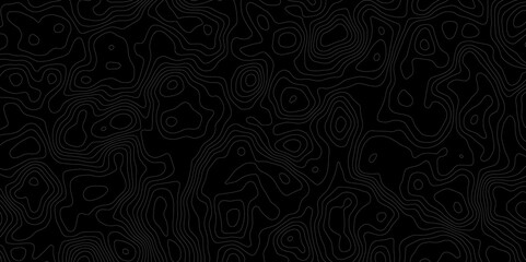 Aufkleber - topographic seamless abstract topographic map pattern design with gray contour lines on a black background surface view, perfect for backgrounds and creative projects.