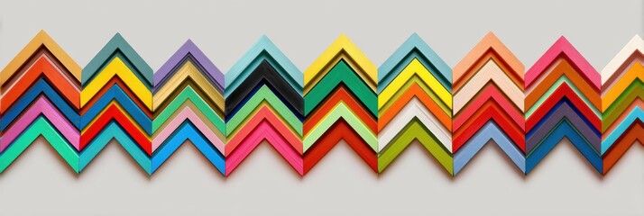 Poster - Colorful Zigzag Discount Frames Arranged in a Vibrant Pattern on a Plain Neutral Background Showcasing Variety and Creativity