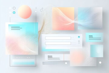 Poster - Abstract pastel interface elements layered on a soft white background