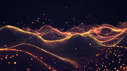 Digital background with abstract art, particle flow, and data visualization in a futuristic design at 300 PPI