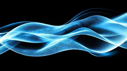 Aufkleber - Abstract Blue Wave: An artistic representation of a mesmerizing, flowing blue wave gracefully traverses across a sleek black background, evoking a sense of tranquility and the depths of the ocean.