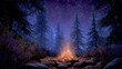 © LubSabai Studio - Campfire in a Starlit Forest at Night
