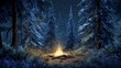 © LubSabai Studio - Nightfire in a Snow-Covered Forest