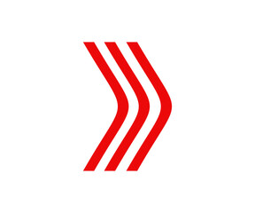 Poster - Red dynamic moving arrow representing speed, acceleration, fast icon. Arrow road sign vector design and illustration.

