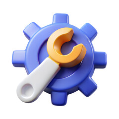 Poster - A 3d rendering icon depicting a wrench interacting with a gear representing settings or system functionalityTransportation Isolated on White Background.