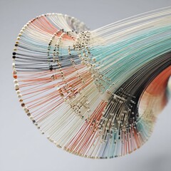 Poster - Abstract Filament Swirl: A Delicate Multicolored Composition of Fine Strands