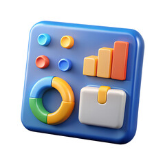 Poster - Abstract 3d rendering icon illustrating data analysis dashboard with various charts and graphic elements for business presentations