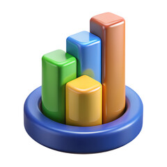 Poster - Colorful 3d rendering icon of a data graph or bar chart with increasing values Land Transportation Isolated on White Background.
