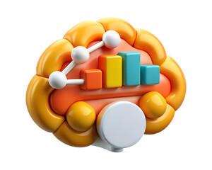 Poster - Colorful and stylized 3d rendering of a cloud-shaped icon featuring a bar graph and data visualization elements Land Transportation Isolated on White Background.