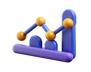 Poster - Modern 3d rendering icon of a stylized business graph showcasing data analytics and financial growth Land Transportation Isolated on White Background