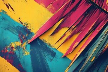 Poster - Colorful abstract grunge texture with vibrant yellow, pink, and blue hues enhancing visual depth, Abstract colorful grunge material texture motion background
