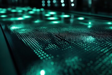 Poster - Digital hardsurface technology with glossy finish creates dynamic visual patterns in a seamless design, Seamless of digital hardsurface tech waving glossy glowing surface