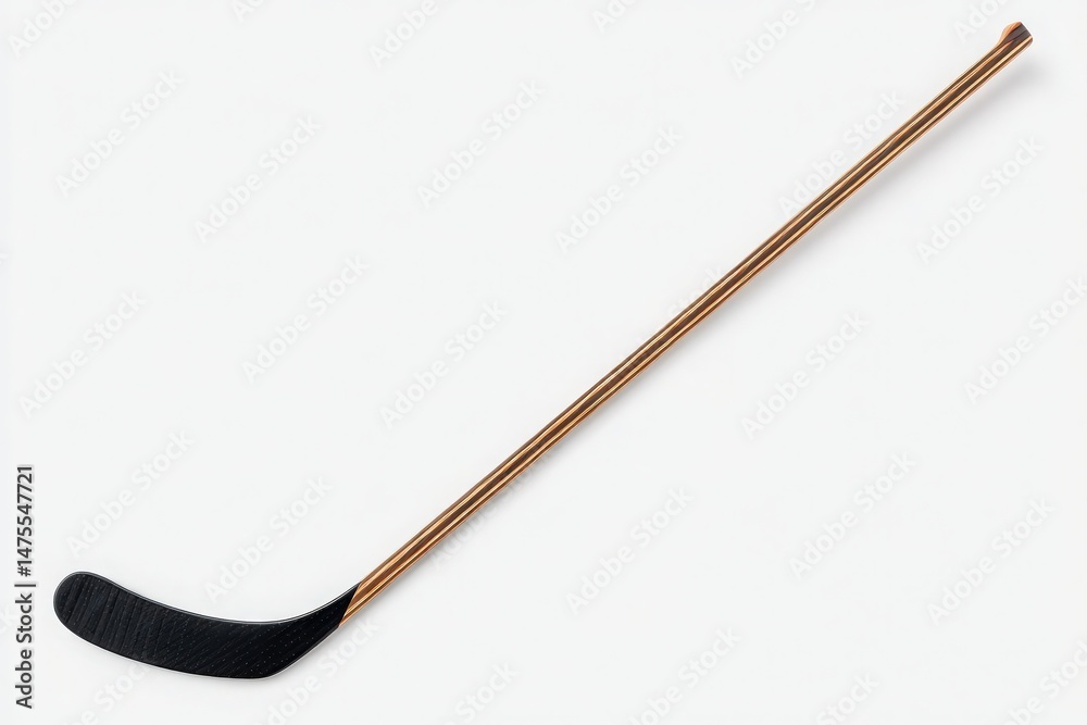 This hockey stick showcases a sleek black blade and a striking gold shaft, designed for players seeking both style and functionality on the ice. Ideal for competitive play or practice.