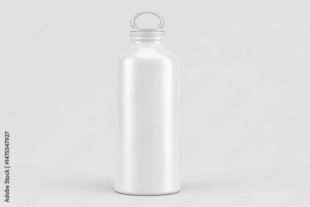 This stylish stainless steel water bottle stands upright against a plain background. Its sleek design features a convenient handle for easy transport, ideal for outdoor activities or daily use.