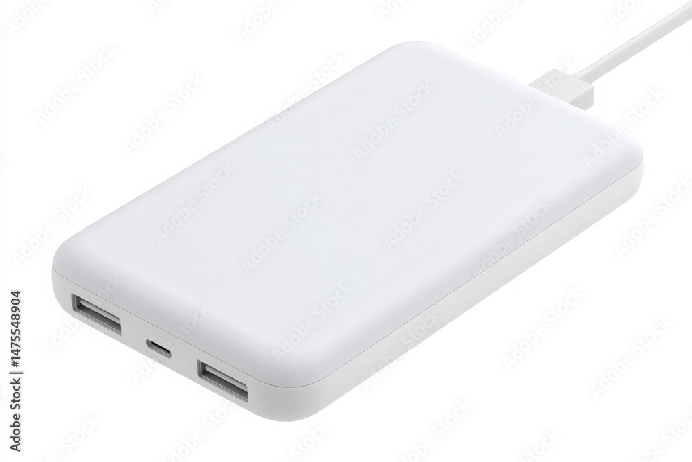 This power bank sits on a flat surface, featuring multiple charging ports. Ideal for travel, it ensures that devices remain powered during adventures or daily routines.