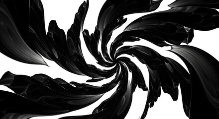 Poster - Abstract Swirling Black Shapes Against White Background Monochrome
