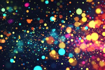 Poster - Colorful abstract particles creating a dynamic wave background filled with vibrant dots and lights, Abstract Particles Wave Background Colorful Dots Particles