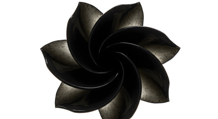 Poster - Elegant Black Petals Forming a Radial Arrangement Against Clean White Backdrop