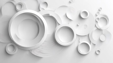 Poster - Elegant white circles background with dynamic depth and modern design aesthetic