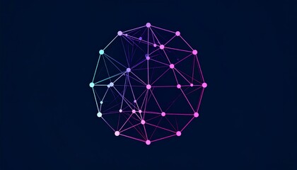Poster - Abstract geometric composition with glowing nodes connected by lines forming a sphere, set against a dark background. Represents connectivity, network, or futuristic technology.