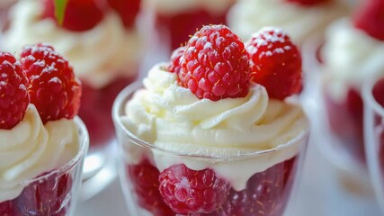 Poster - A close-up shot of a dessert topped with fresh raspberries, perfect for food and culinary photography