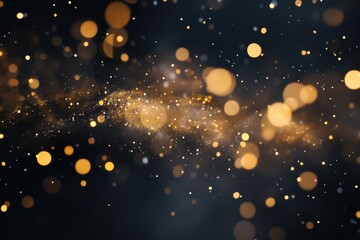 Poster - Abstract representation of flying dust bubbles against a black background with sparkling highlights, Flying dust buble abstract black background