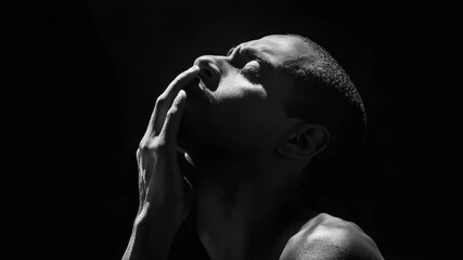 Poster - A person with his hands over his face, likely feeling emotional or trying to conceal their identity