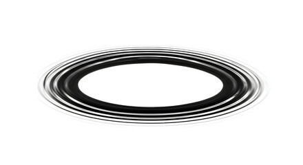 Poster - Abstract Black Concentric Ovals Rings Against White Backdrop For Various Applications