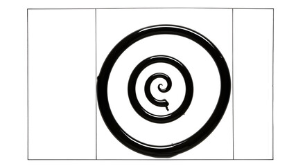 Poster - Hypnotic Black Vortex: Endless Depth and Dynamic Circularity on White Canvas
