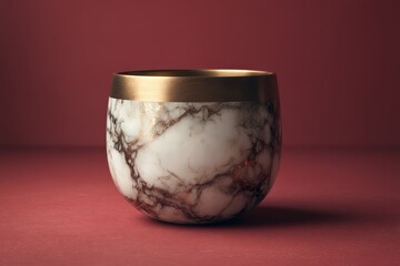 Poster - Elegant, round, marble-patterned decorative bowl.