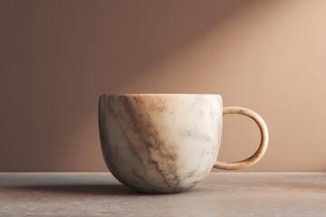 Poster - Elegant marble mug on a neutral surface.