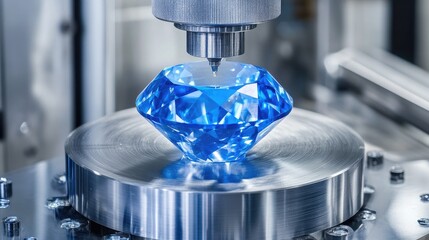 Poster - Automated gemstone detection machine checking symmetry and placement accuracy on production line