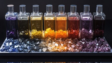 Poster - Collection of gemstone polishers arranged by grit grade beside a water tray for lubrication
