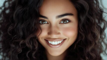 Poster - A close-up shot of a woman's happy facial expression