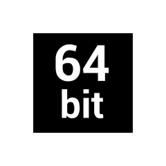 Poster - Illustration of the text sixty four bit in a white color on a black background in a simple and clean style