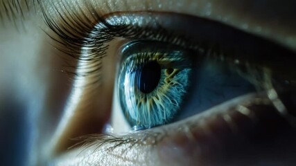 Poster - A detailed view of a person's blue eye