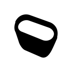 Poster - A black and white graphic of an oval shaped container with a thick border and an open interior space design