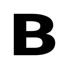 Poster - Black capital letter b with two enclosed white spaces set against a plain white background in simple design
