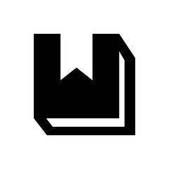 Poster - Illustration of a black book with a white bookmark sticking out of the top of the book and a white base