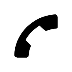 Poster - Black silhouette of a telephone receiver with curved handle and mouthpiece isolated on a white background