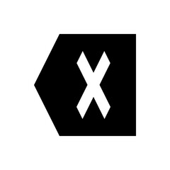 Poster - black arrow pointing left with a white x symbol indicating removal or cancellation in a simple desig