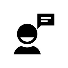 Poster - A simple black and white illustration of a person with a speech bubble containing text lines design