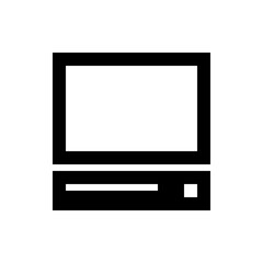 Poster - simple black and white computer monitor with a square button and a stand in a minimalist style desig