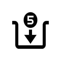 Poster - Illustration of a download icon with a number five in a circle above an arrow pointing down to a box