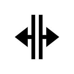 Poster - Black arrows pointing left and right with vertical lines in the center on a white background design element