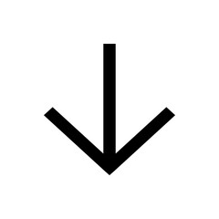 Poster - Black downward arrow with a thick vertical line and two diagonal lines forming a point at the bottom