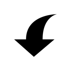 Poster - A black arrow pointing downwards with a curved tail indicating direction and navigation on white background